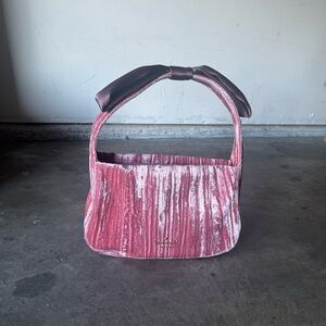 Kate Spade Pink Velvet Shoulder Bag with Bow